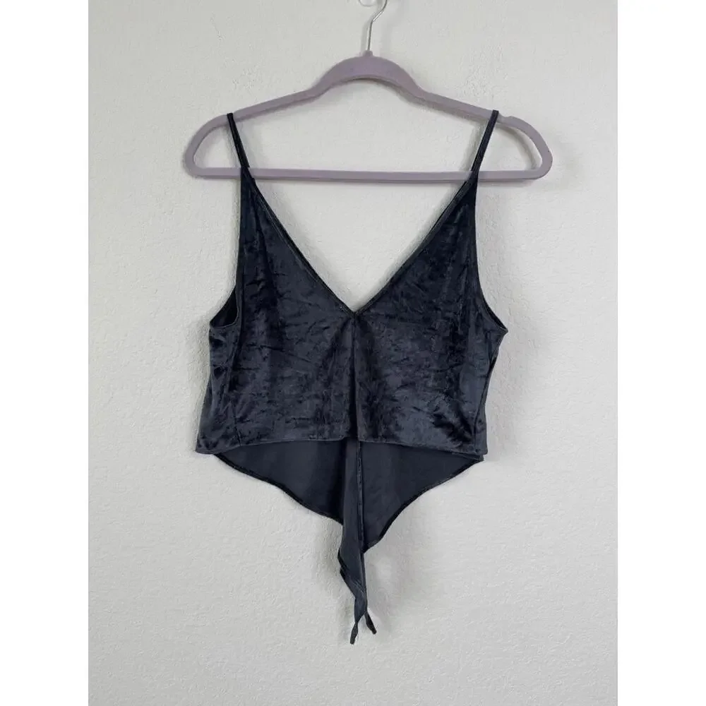 Free People Tie For You Velvet Cami Top Festival Sz‎ XS Boho Y2K